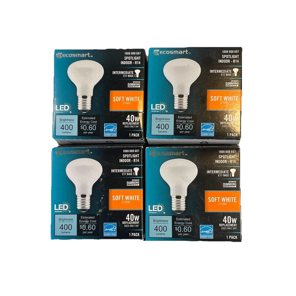EcoSmart Soft White LED 40W Spotlight Dimmable Intermediate 1008 808 607 LOT (4)